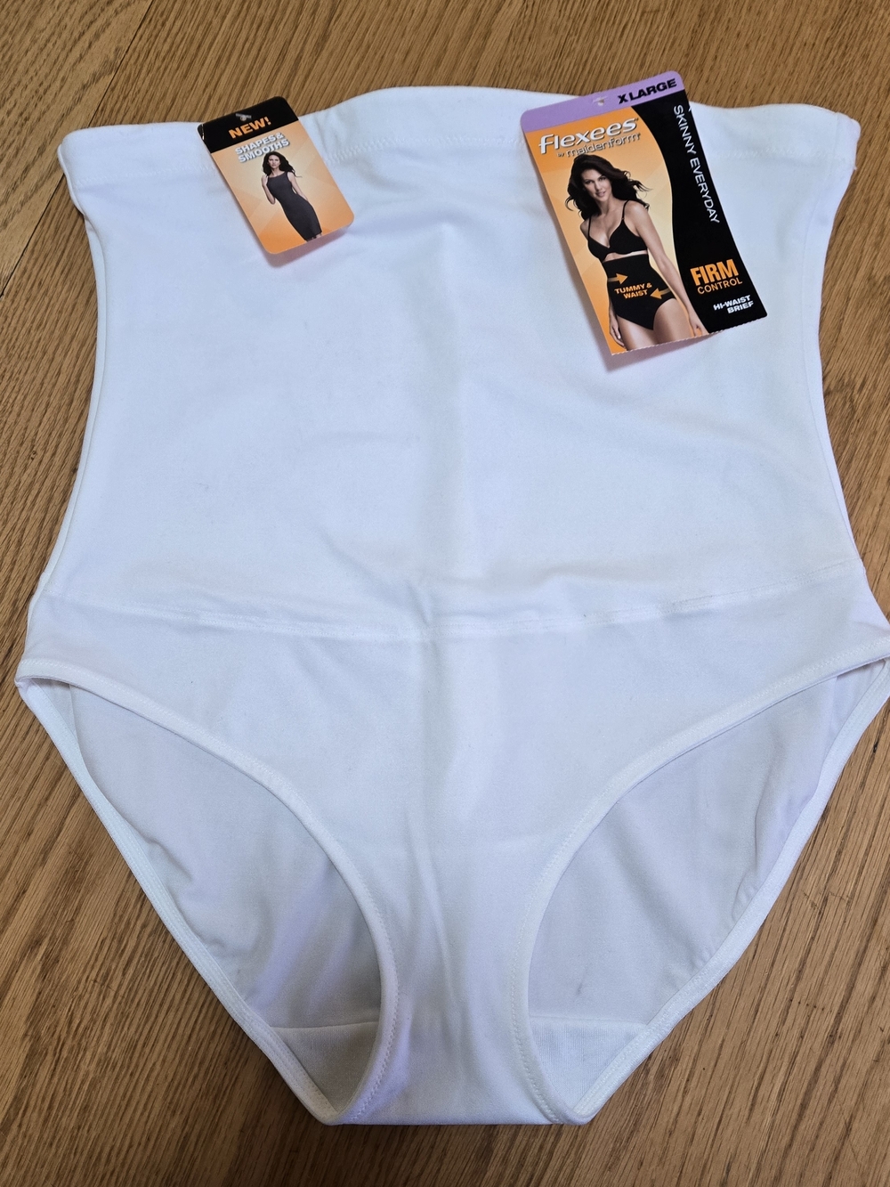 NWT Flexees by Maidenform Firm Control Hi-Waist Brief XL 8 White Shapewear
